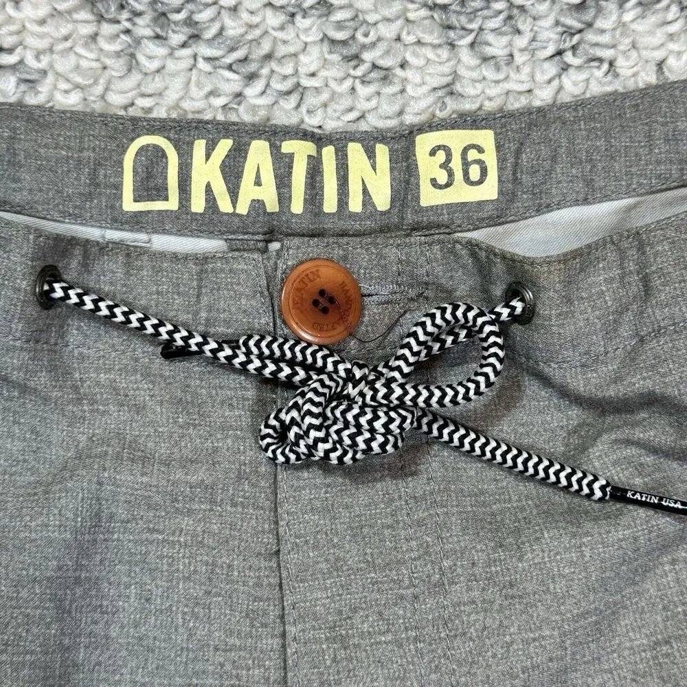KATIN Surf Board Shorts Swim‎ Trunks Mens Size 36 Gray Cotton Blend EUC